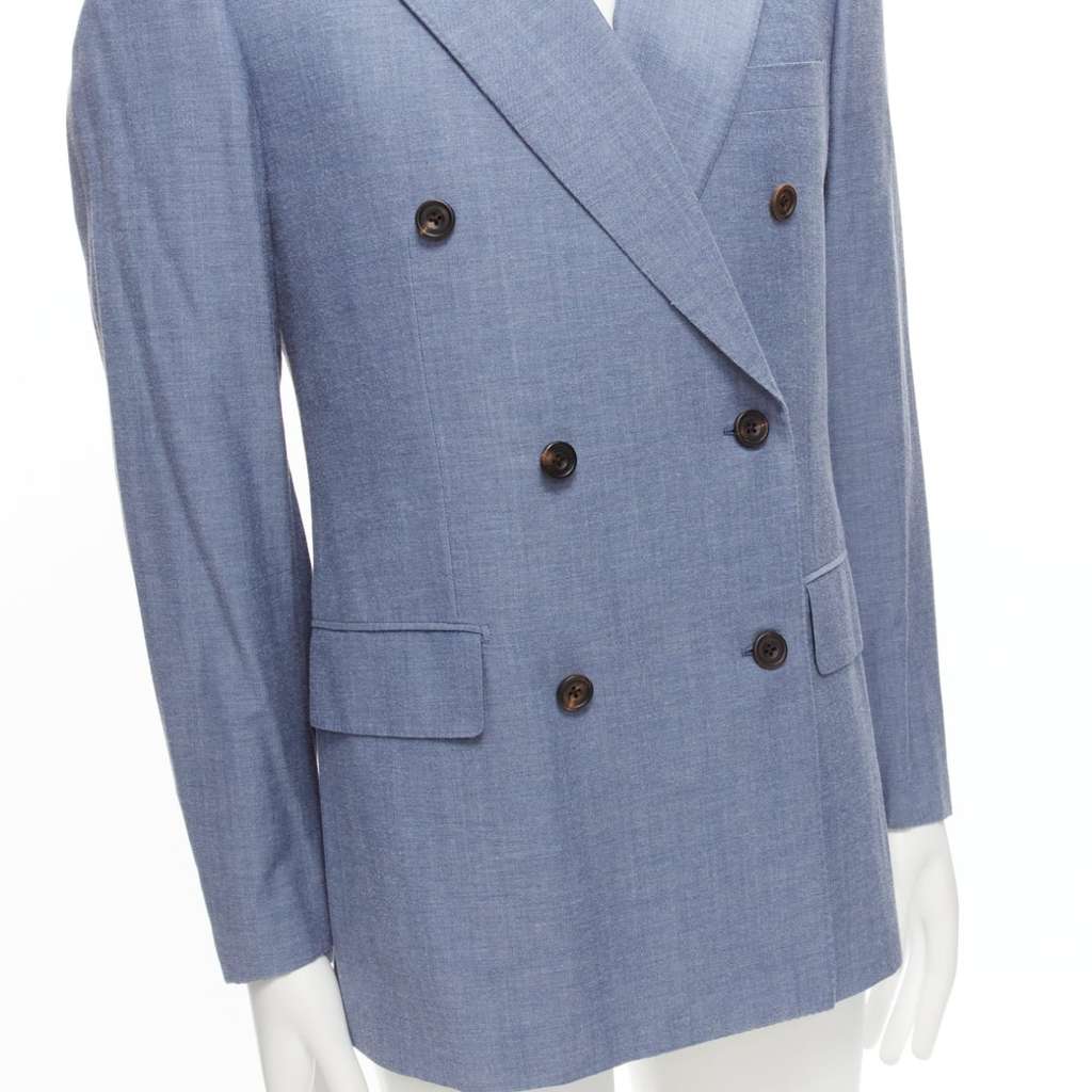 Unsigned Double Button Blazer Blue Wool Never worn - Back View