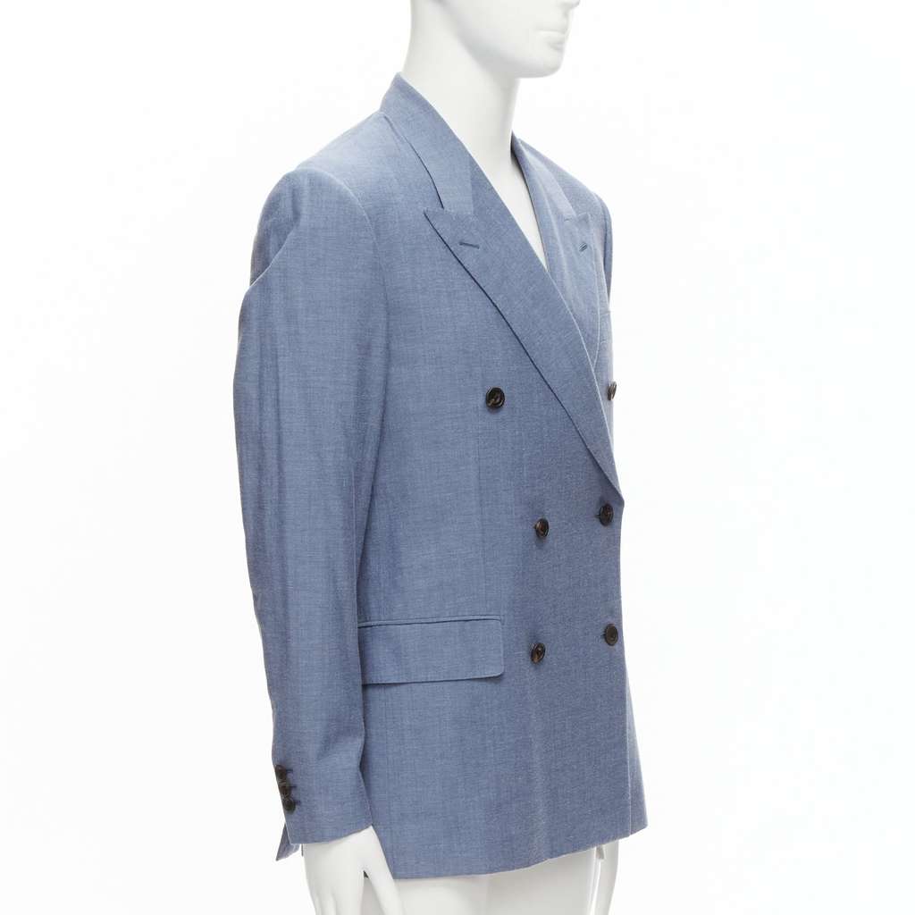 Unsigned Double Button Blazer Blue Wool Never worn - Inside View
