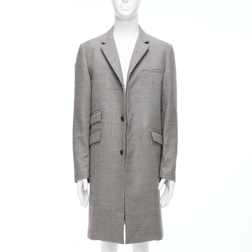 Marni Brown Leather Trim Trench Black Wool Never worn - Front View