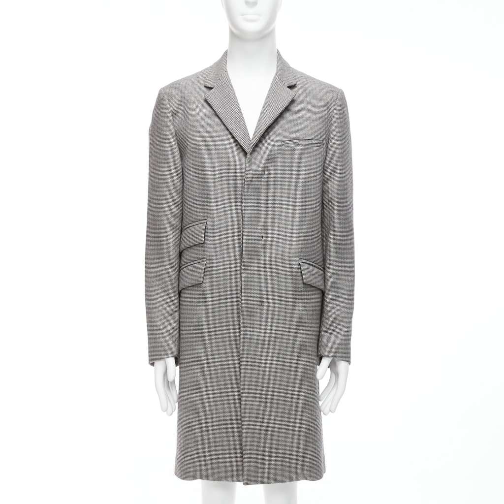 Marni Brown Leather Trim Trench Black Wool Never worn - Inside View