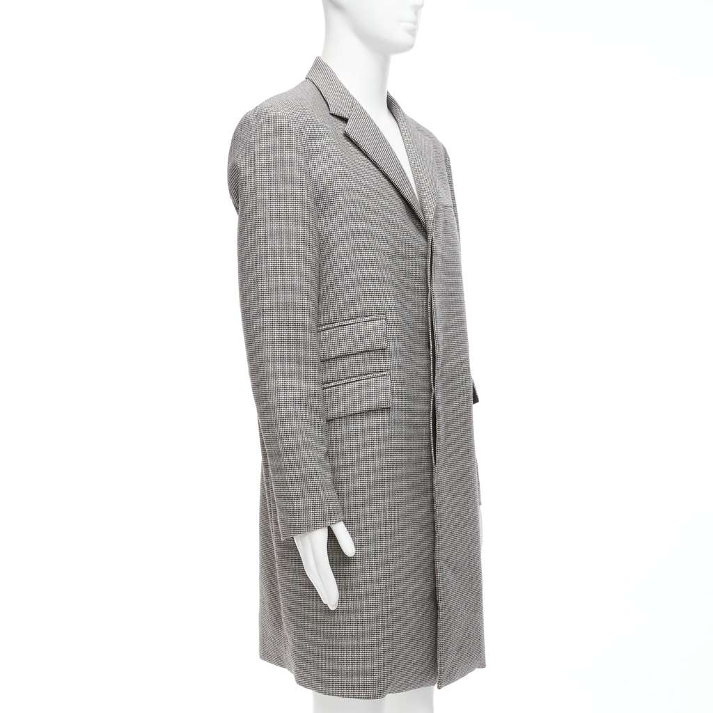 Marni Brown Leather Trim Trench Black Wool Never worn - Model View