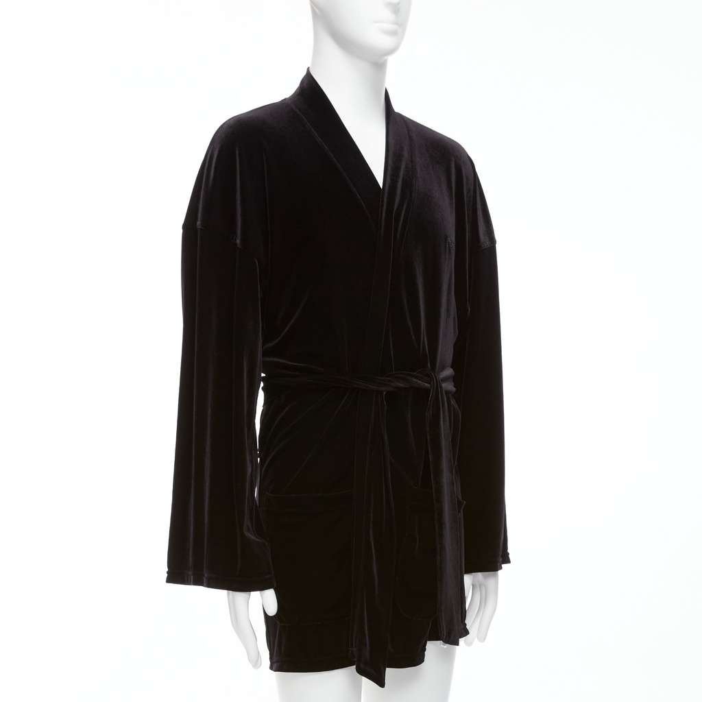 Emporio Armani Black Velvet Robe Jacket Black Velvet Never worn - Inside View