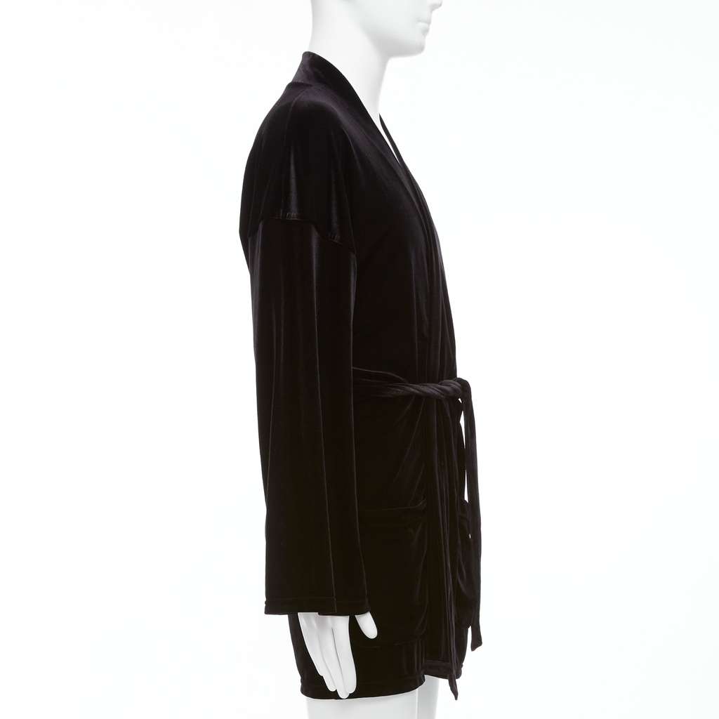 Emporio Armani Black Velvet Robe Jacket Black Velvet Never worn - Model View