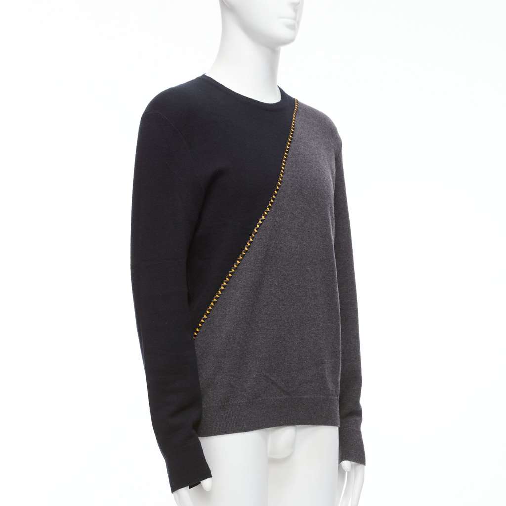 Berluti Lambskin Split Sweater Grey Wool Never worn - Inside View