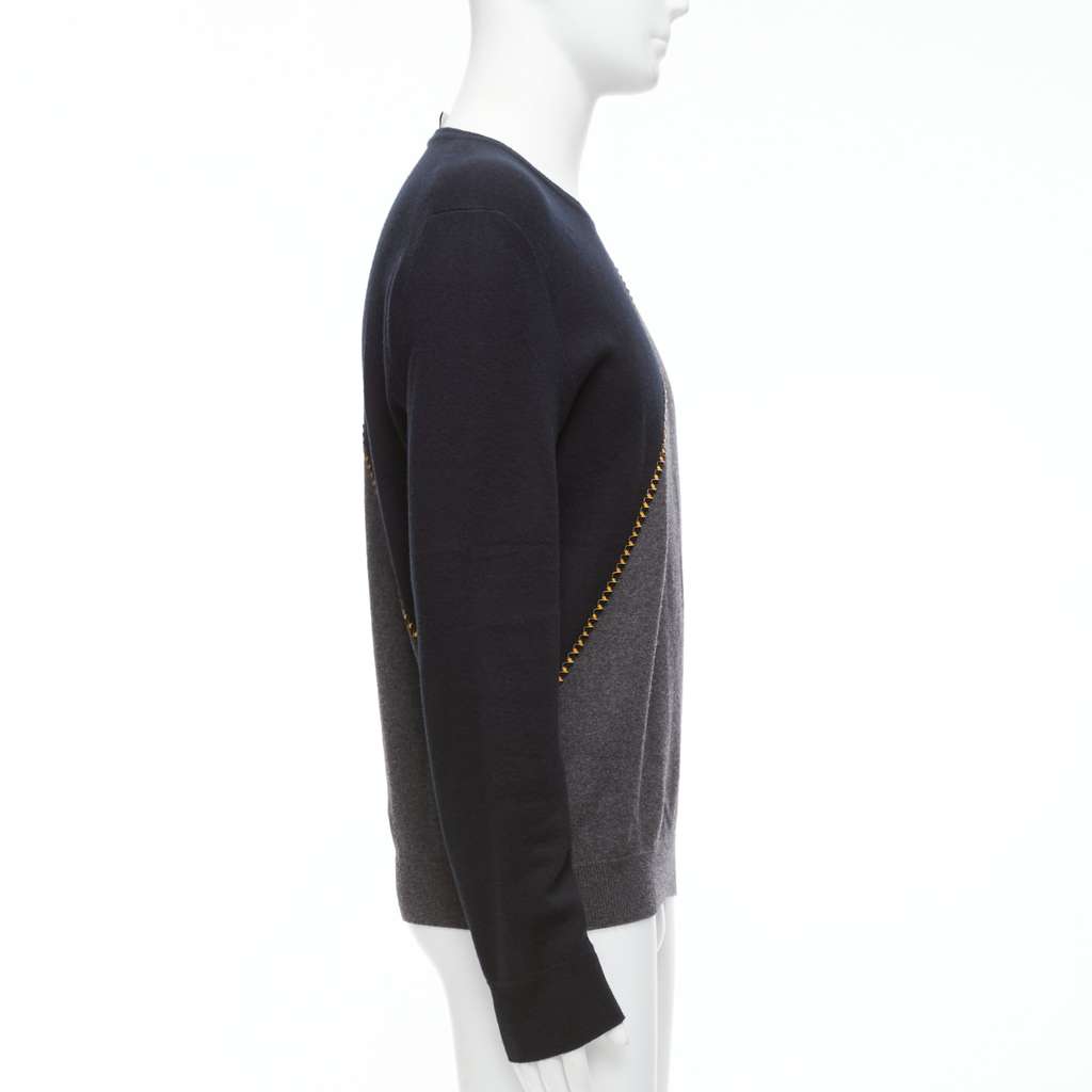 Berluti Lambskin Split Sweater Grey Wool Never worn - Model View