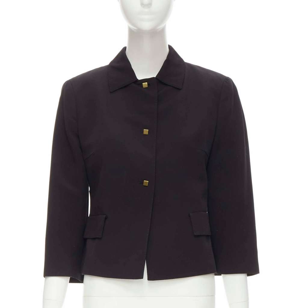 Valentino Garavani Square Button Blazer Black Cotton Never worn - Front View