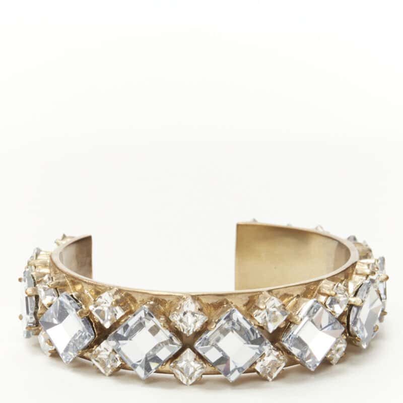Christian Dior Light Blue Crystal Bangle Gold Metal Very good - Back View