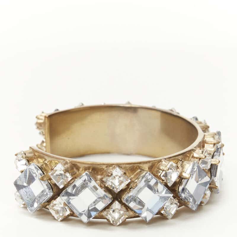 Christian Dior Light Blue Crystal Bangle Gold Metal Very good - Inside View
