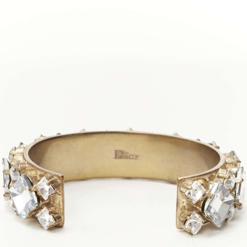Christian Dior Light Blue Crystal Bangle Gold Metal Very good - Model View