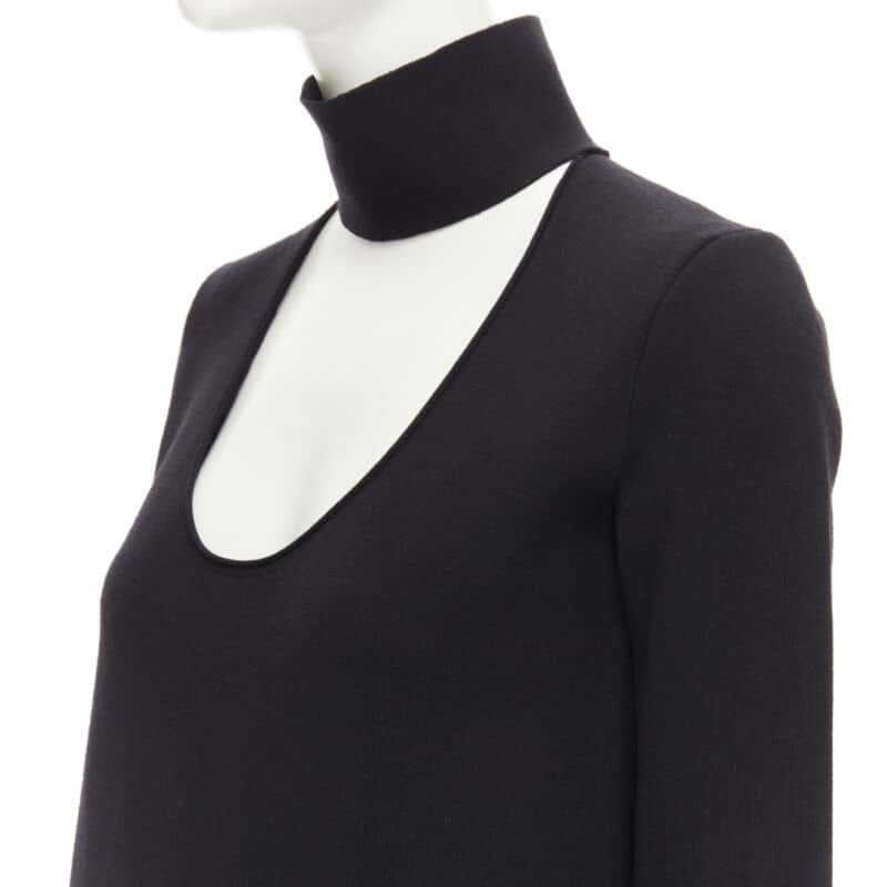 Bottega Veneta Cut Out Collar Dress Black Viscose Never worn - Back View
