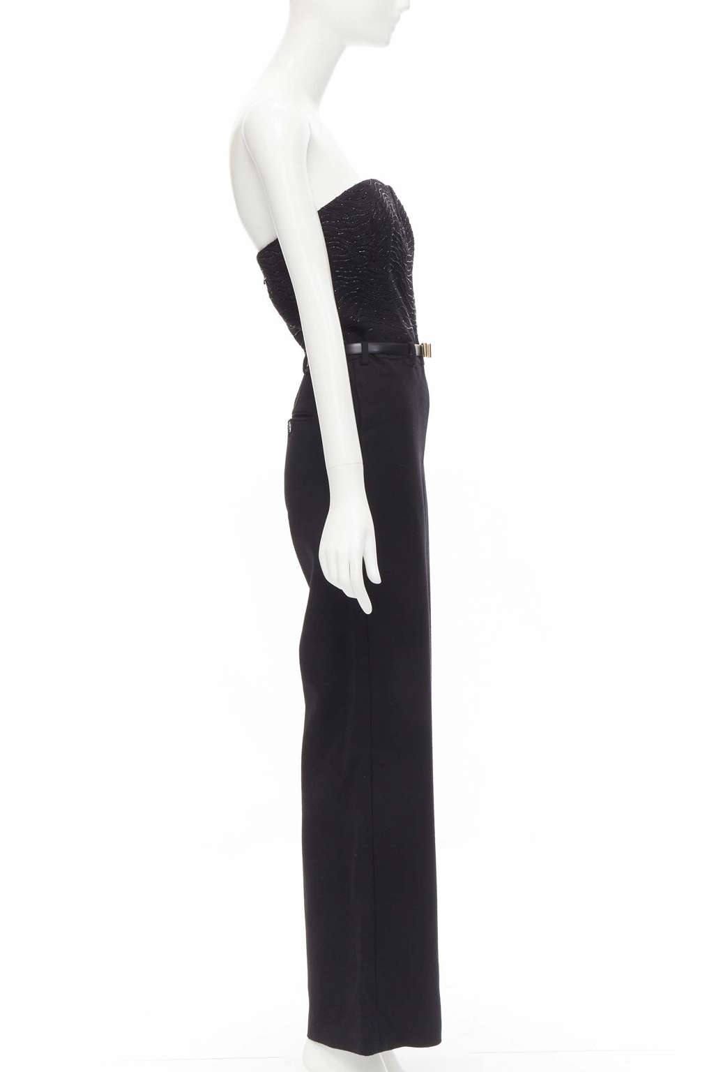 Jason Wu Bead Corset Jumpsuit Black Wool Very good - Model View