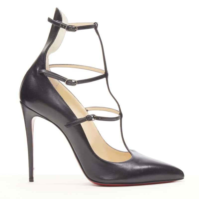Christian Louboutin Caged Leather Pumps Black Leather Very good condition - Back View