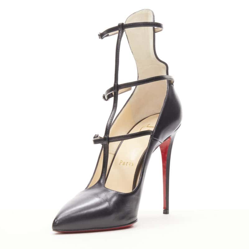 Christian Louboutin Caged Leather Pumps Black Leather Very good condition - Model View
