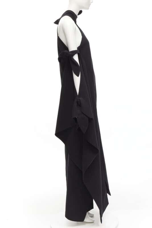 Rosie Assoulin Cold Shoulder Gown Black Cotton Never worn - Model View