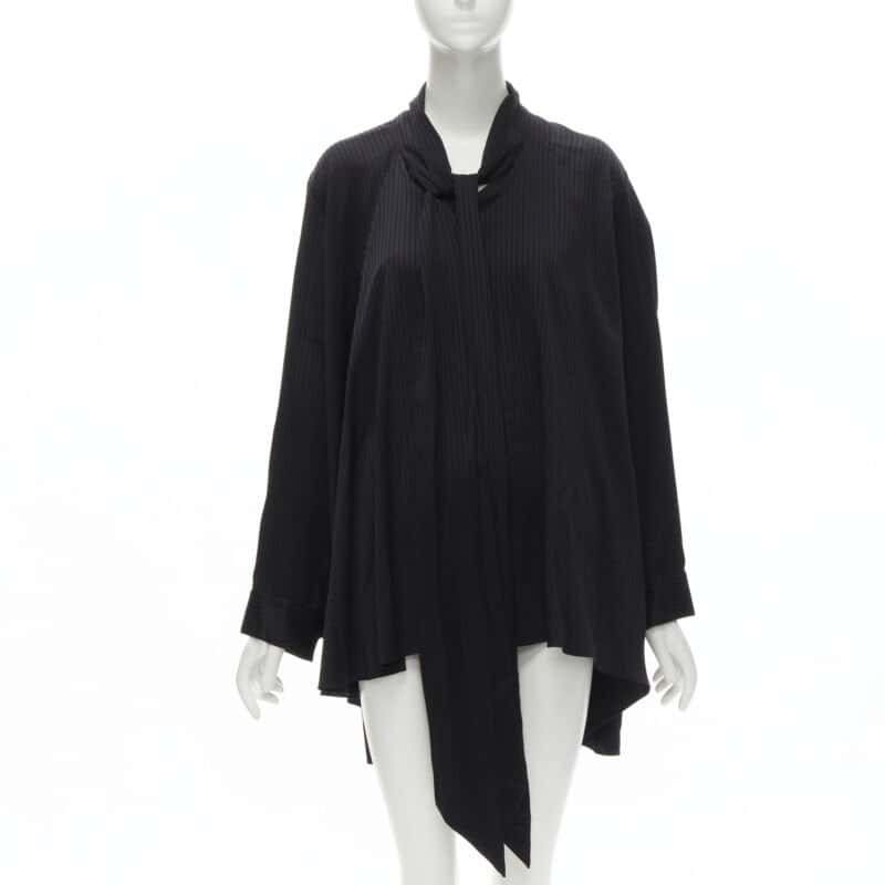 Balenciaga Pussy Bow Shirt Black Viscose Never worn - Front View