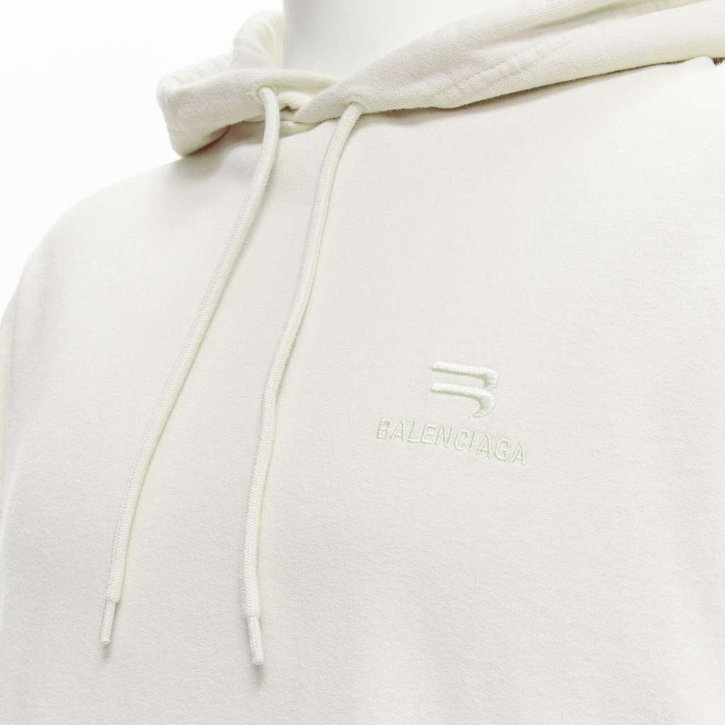 Balenciaga Logo Oversized Hoodie Beige Cotton Never worn - Back View