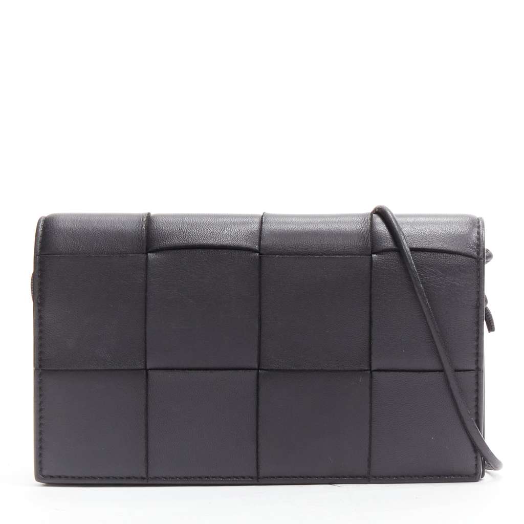 Bottega Veneta Cassette Black Leather Good - Front View