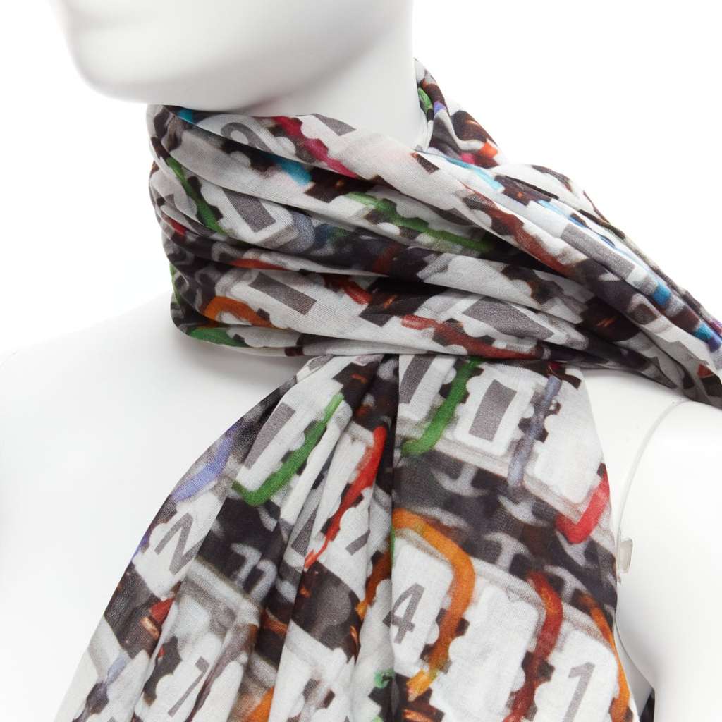 Chanel Data Centre Scarf MultiColor Cotton Never worn - Back View