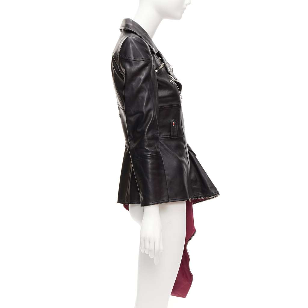Alexander McQueen Black Zip Biker Jacket Black Leather Good - Box View
