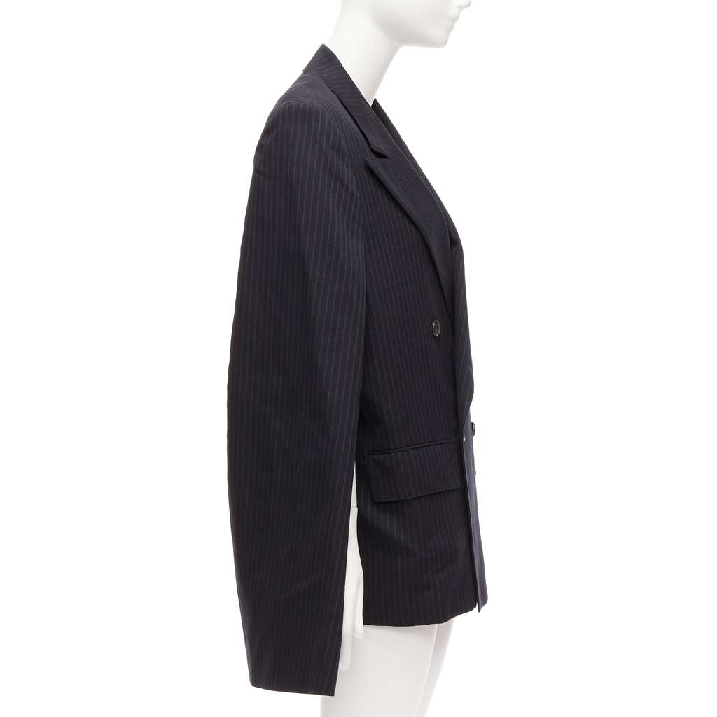 Junya Watanabe Grey Pinstripe Cape Blazer Grey Wool Never worn - Model View