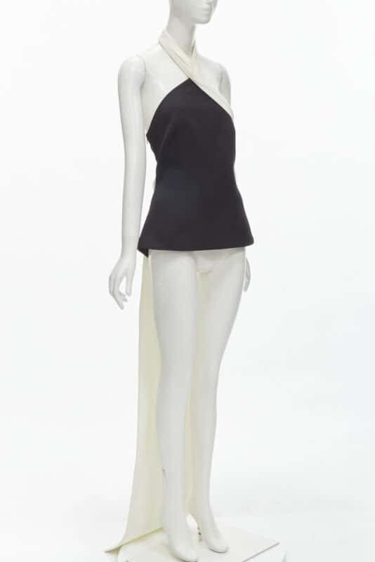 Safiyaa Asymmetrical Train Top Black Polyester Never worn - Inside View