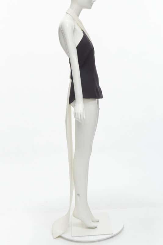Safiyaa Asymmetrical Train Top Black Polyester Never worn - Model View