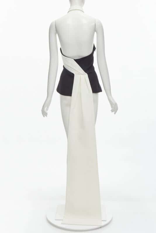 Safiyaa Asymmetrical Train Top Black Polyester Never worn - Box View