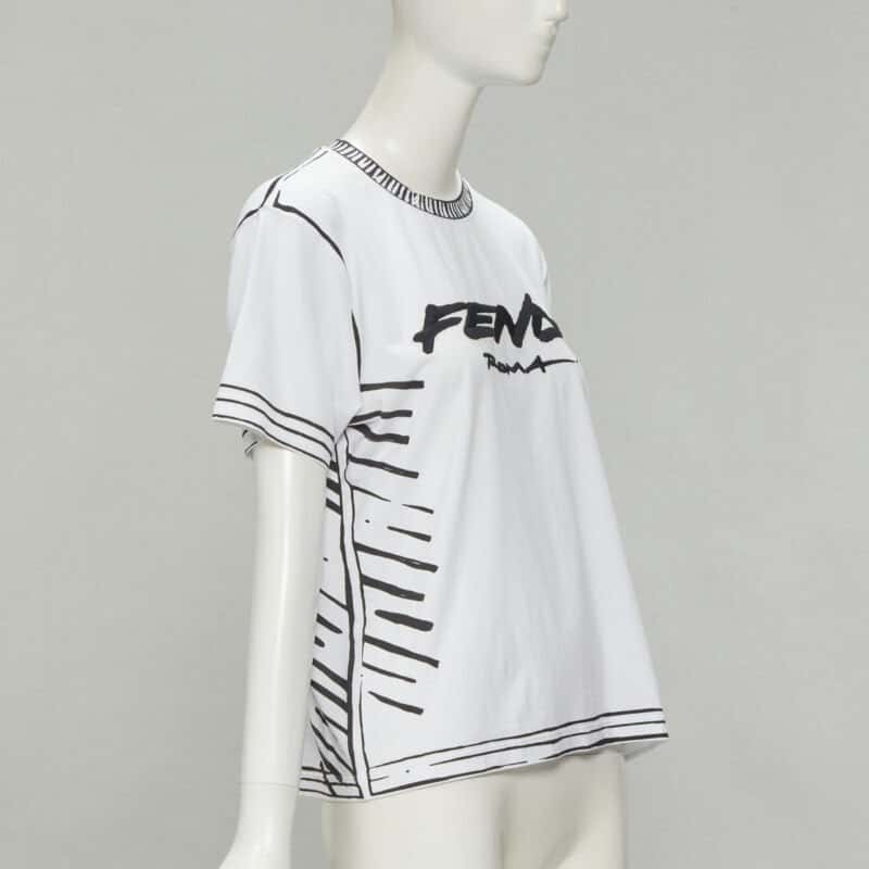Fendi Illustration Logo Tee White Cotton Very good - Inside View