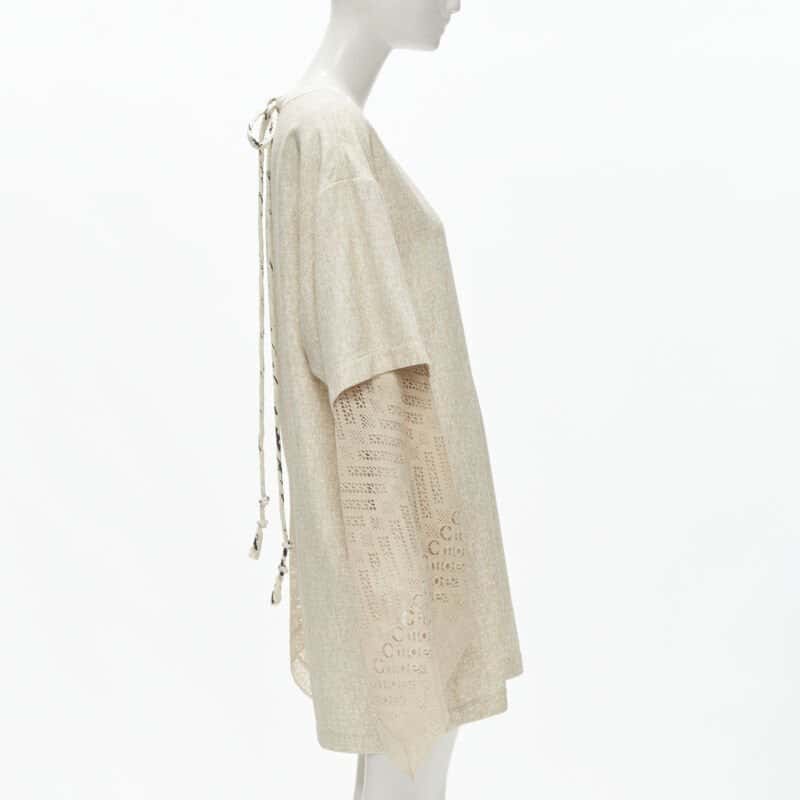 Chloé Crochet Layered Dress Beige Viscose Never worn, with tag - Model View