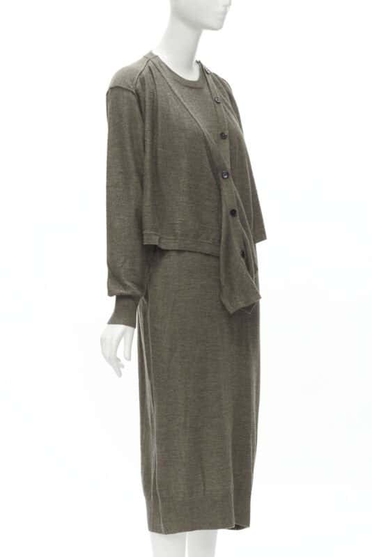 Lemaire Cardigan Dress Brown Wool Never worn - Model View