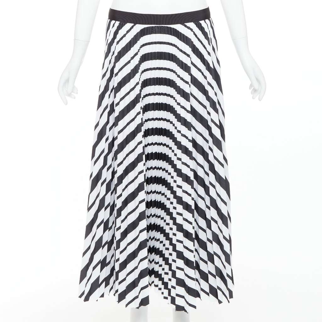 Sacai Ribbon Pleated Skirt Black Polyester Very good - Front View