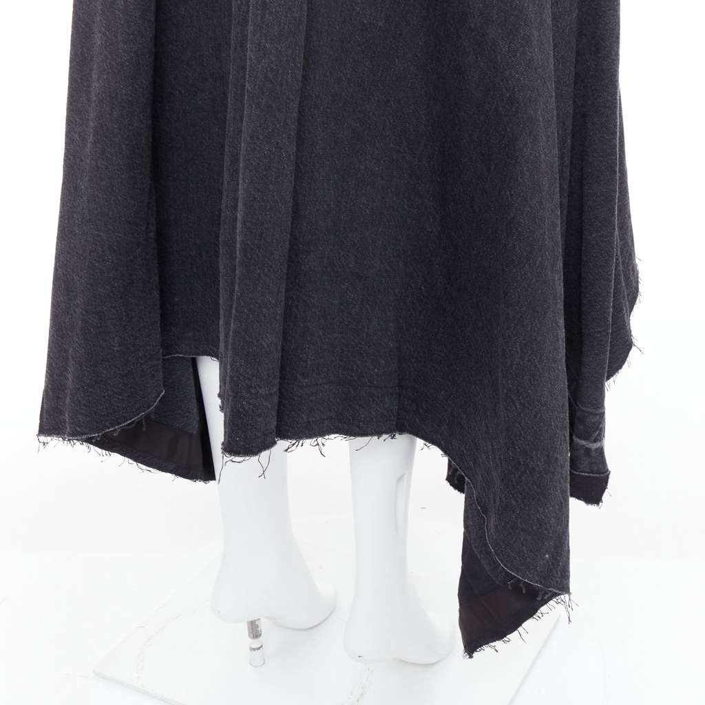 Sacai Asymmetric Denim Skirt Grey Cotton Very good - Back View