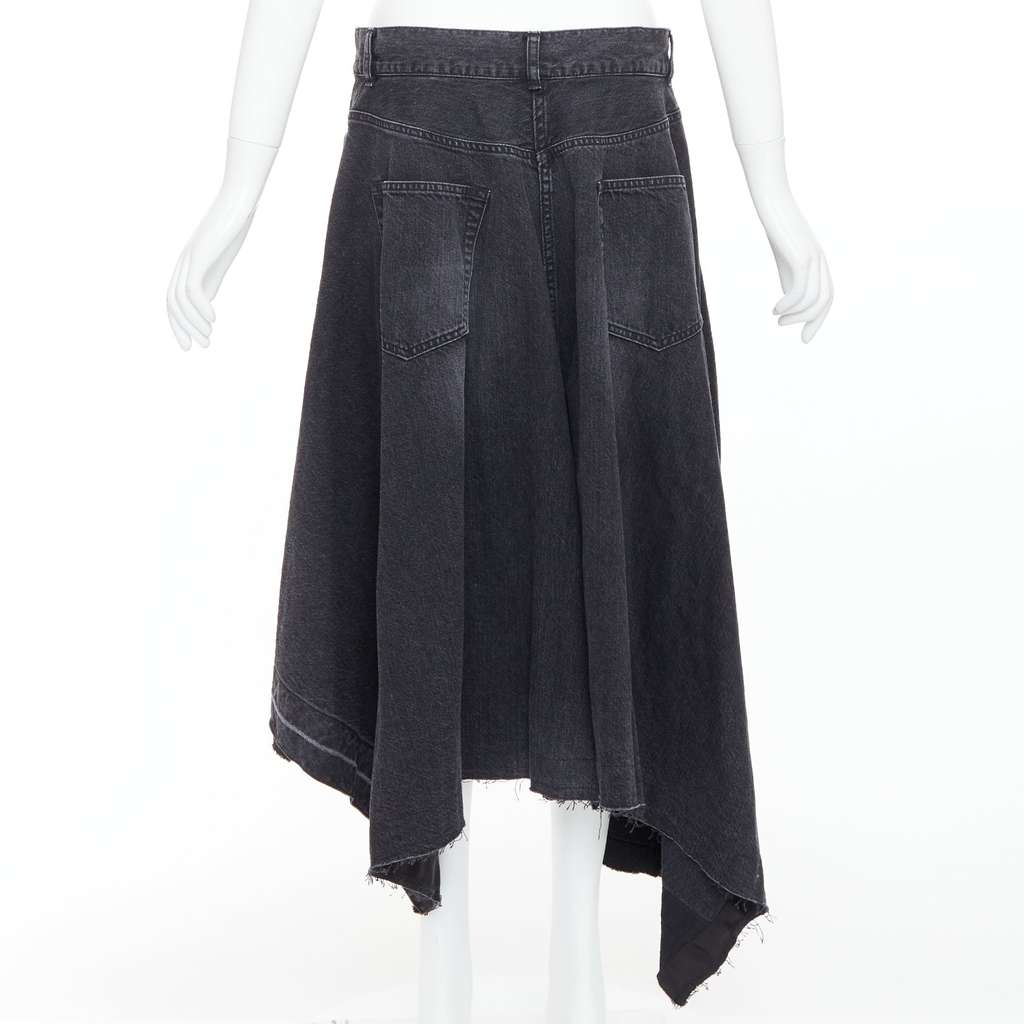 Sacai Asymmetric Denim Skirt Grey Cotton Very good - Box View