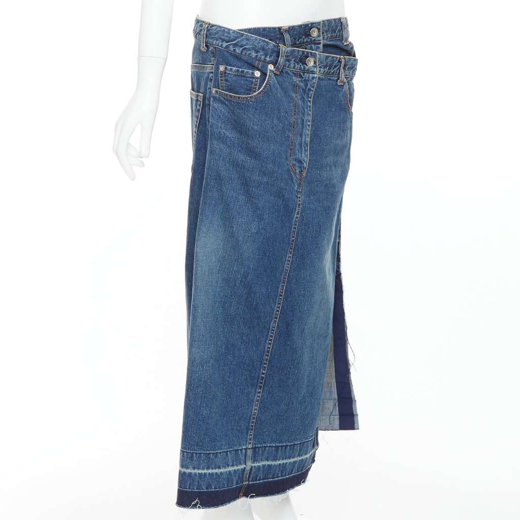 Sacai Layered Denim Skirt Blue Cotton Never worn, with tag - Inside View