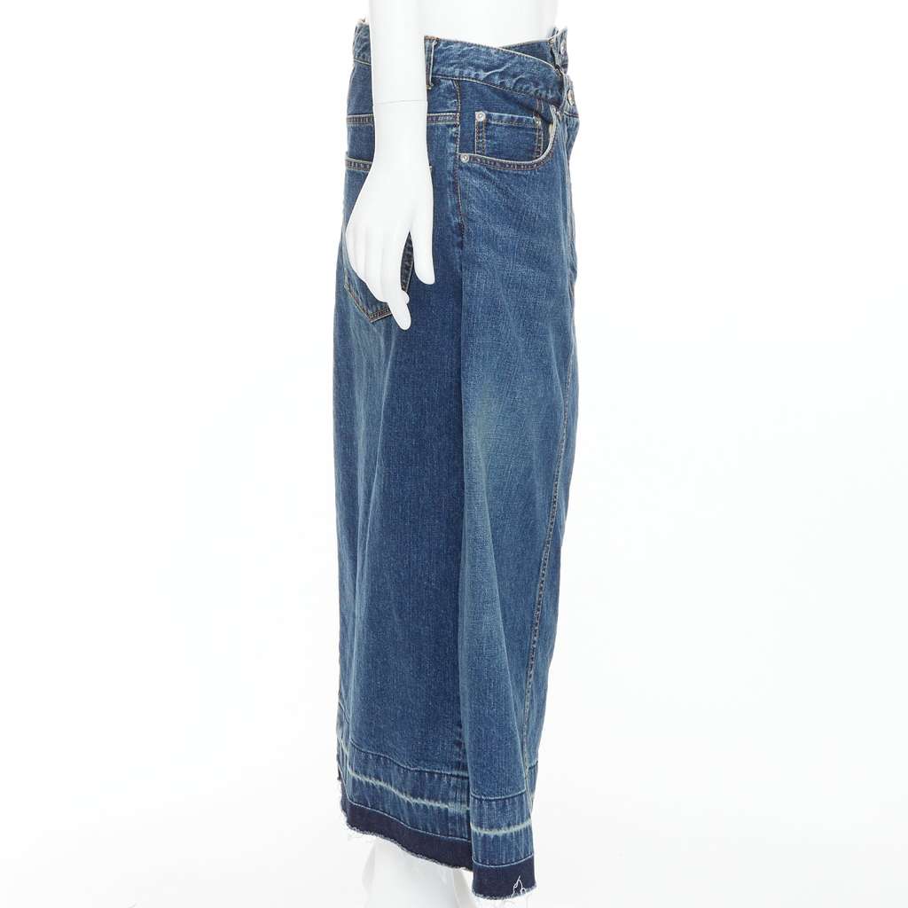 Sacai Layered Denim Skirt Blue Cotton Never worn, with tag - Model View