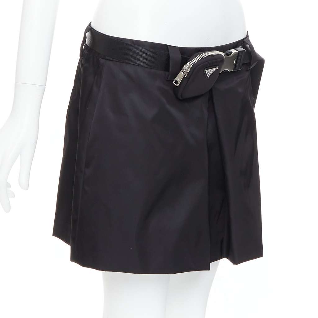 Prada Logo Buckle Skirt Black Very good - Inside View