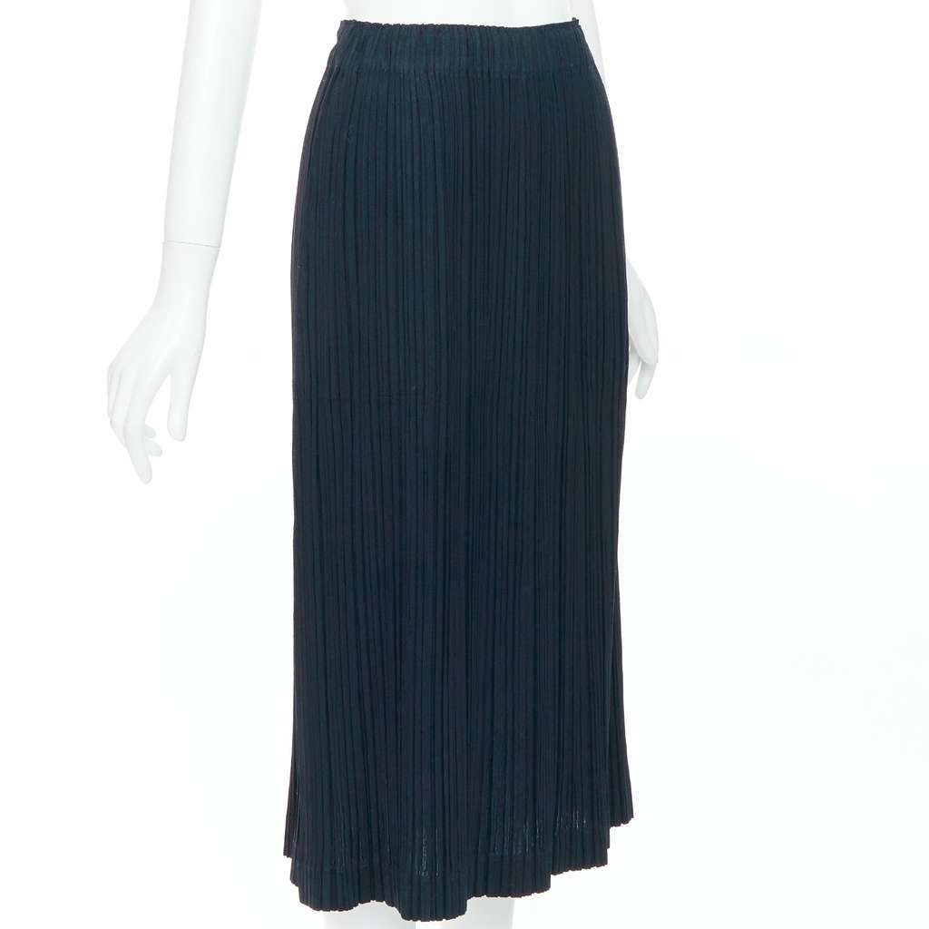 Issey Miyake Pleated Wool Skirt Black Wool Very good - Inside View