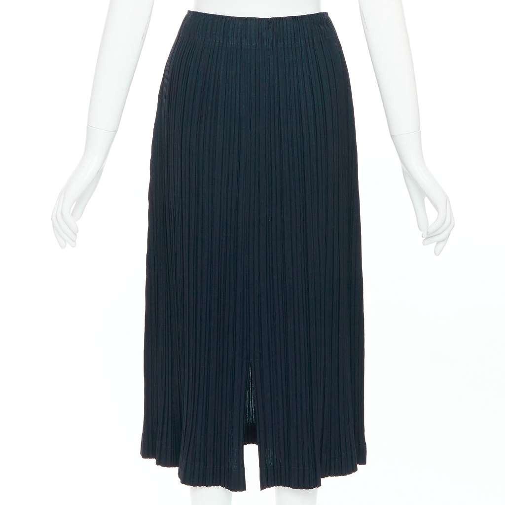 Issey Miyake Pleated Wool Skirt Black Wool Very good - Box View