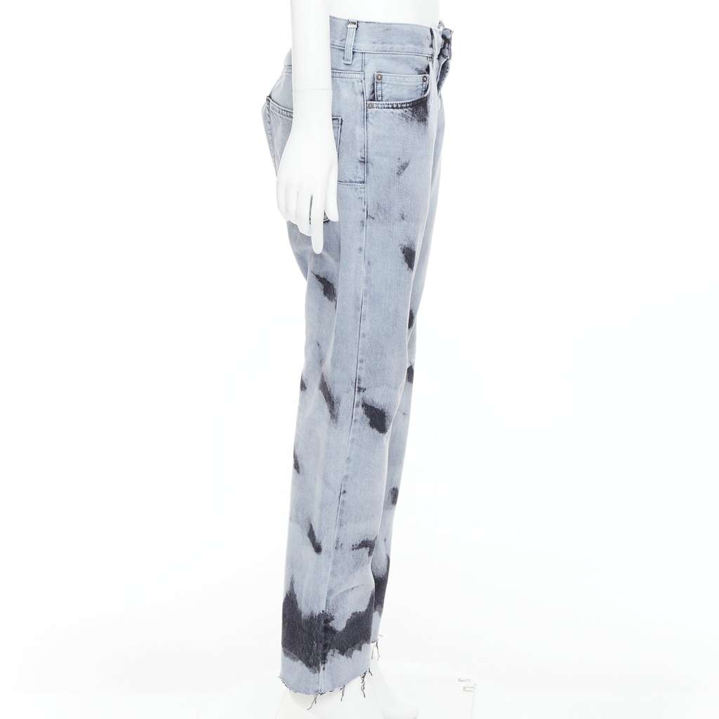 Dior Paint Effect Cropped Jeans Blue Cotton Very good - Model View