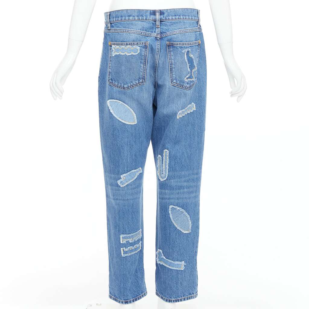 Chanel Blue Patch Straight Jeans Blue Cotton Very good - Box View