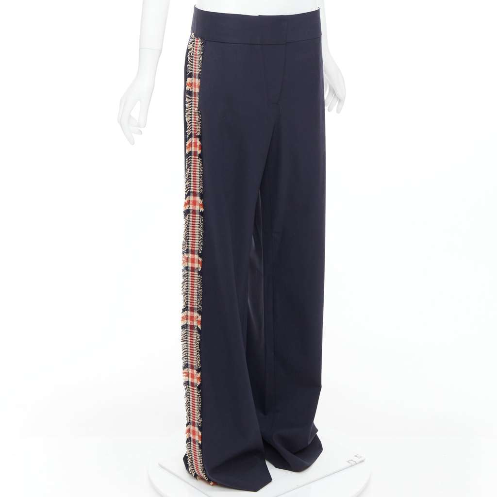 Monse Plaid Trim Trousers Black Wool Never worn, with tag - Front View