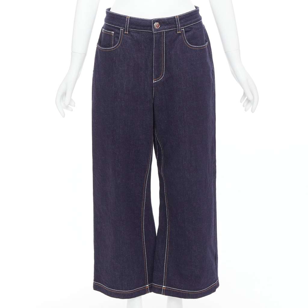 Fendi Brown FF Wide Jeans Blue Cotton Very good - Front View