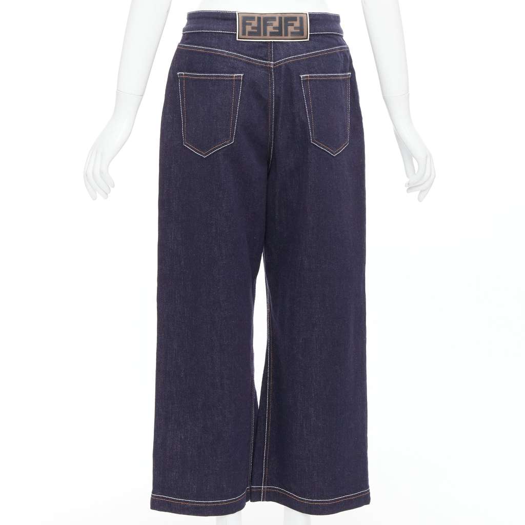 Fendi Brown FF Wide Jeans Blue Cotton Very good - Box View