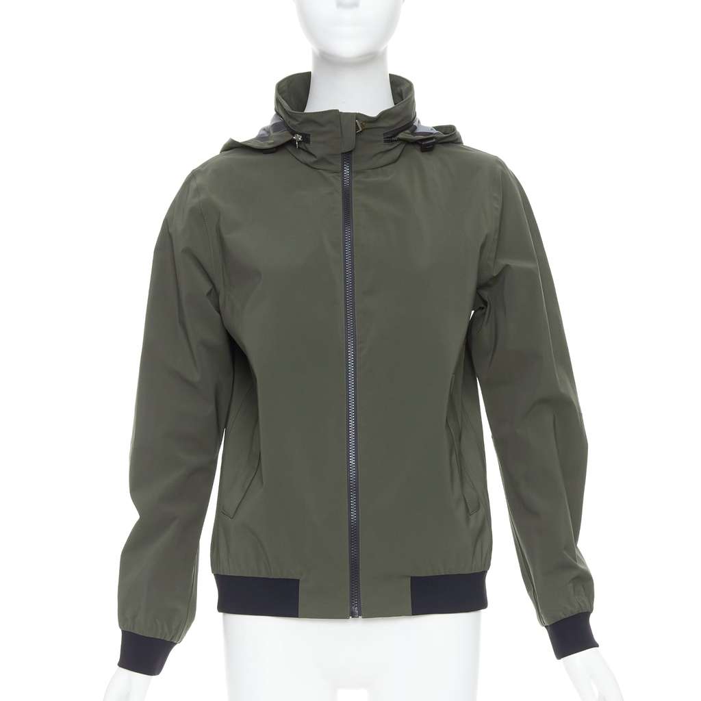 Hermès Khaki Zip Windbreaker Khaki Polyamide Never worn, with tag - Front View
