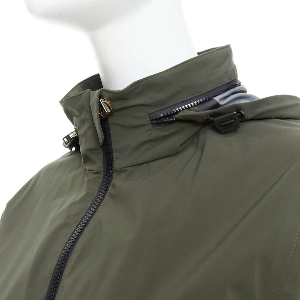 Hermès Khaki Zip Windbreaker Khaki Polyamide Never worn, with tag - Back View