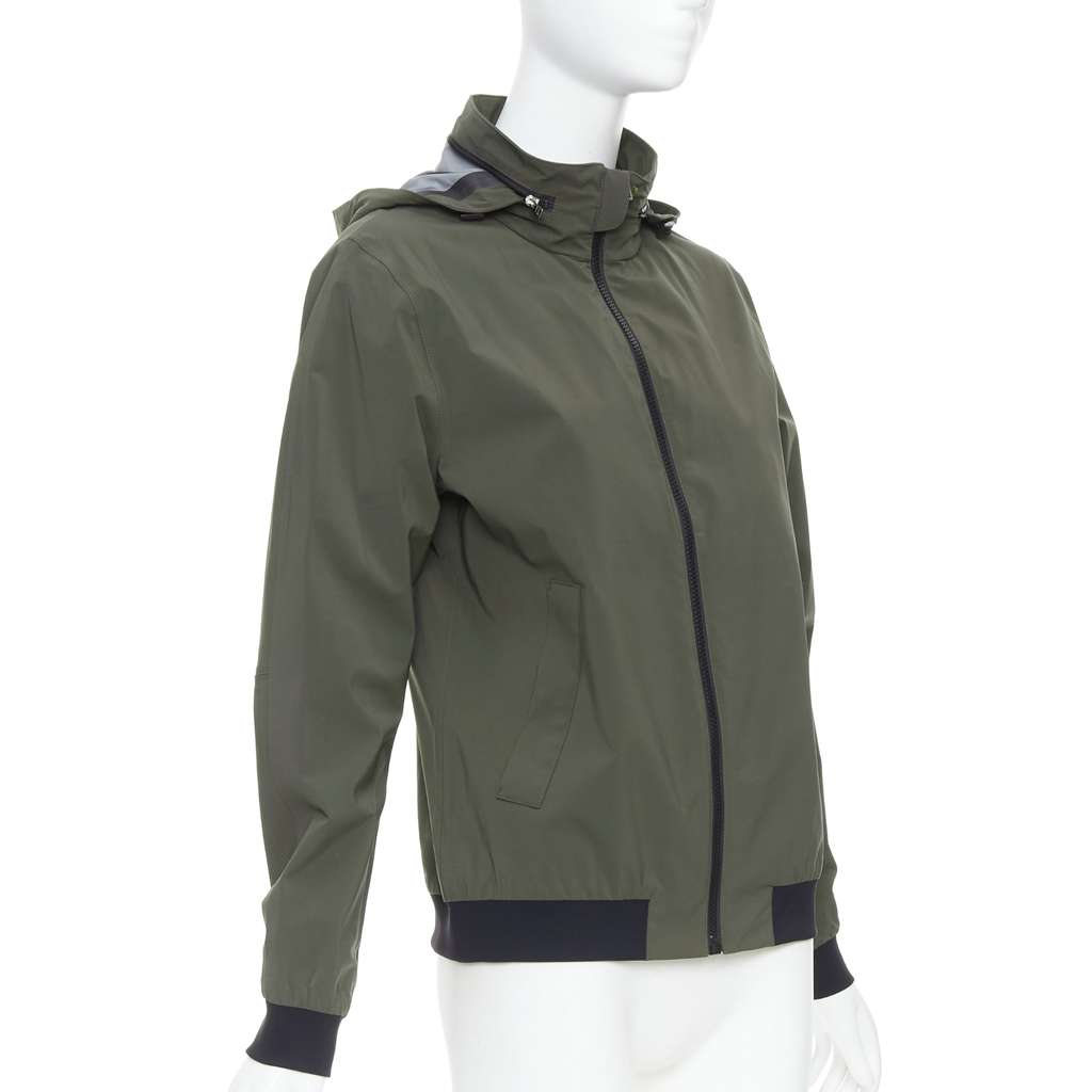 Hermès Khaki Zip Windbreaker Khaki Polyamide Never worn, with tag - Model View