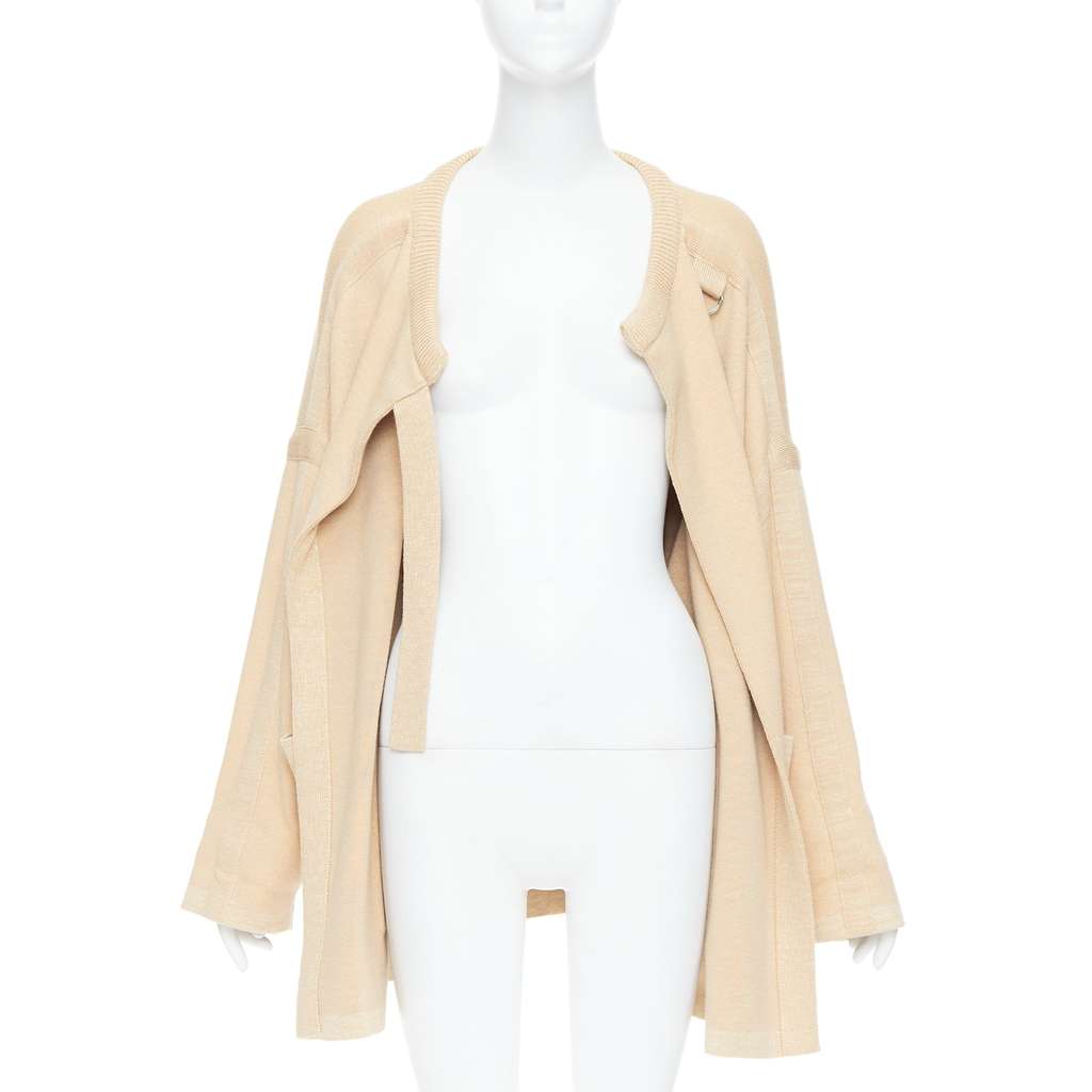 Chloé Embroidered Cardigan Coat Beige Wool Good - Inside View