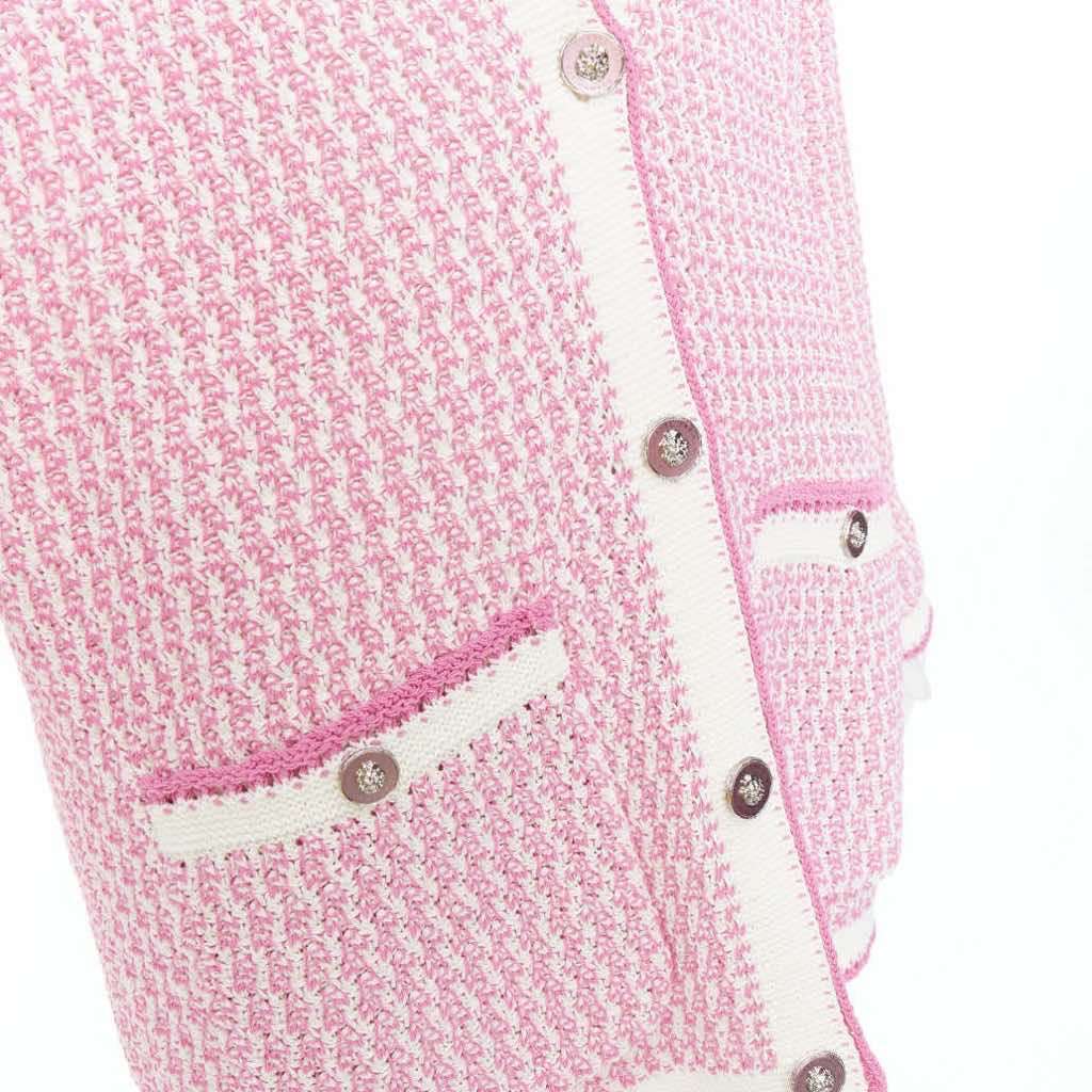 Chanel Metallic Buttons Cardigan Pink Cotton Very good - Back View