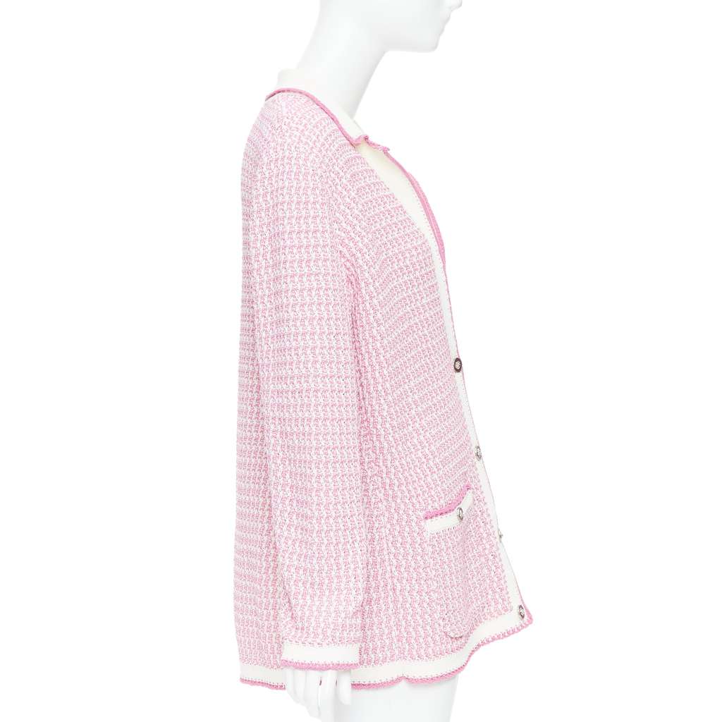 Chanel Metallic Buttons Cardigan Pink Cotton Very good - Box View