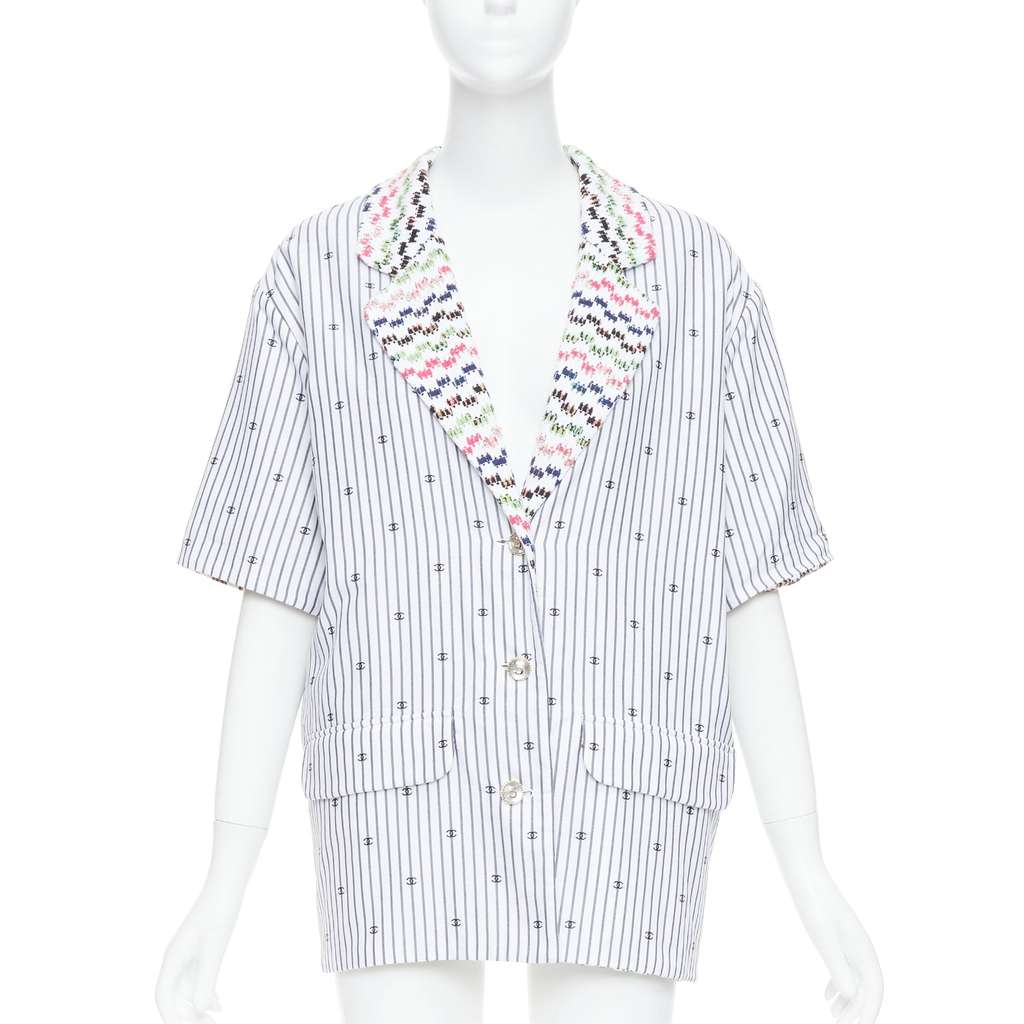 Chanel Multicolor Tweed Jacket White Cotton Very good - Front View